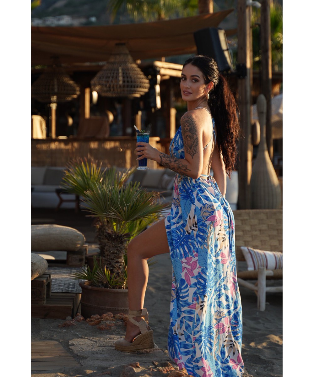 SS //ΦΟΡΕΜΑ ΜΑΞΙ FLORAL με ΑΝΟΙΓΜΑ ΣΤΟ ΠΟΔΙ 