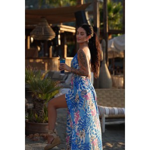 SS //ΦΟΡΕΜΑ ΜΑΞΙ FLORAL με ΑΝΟΙΓΜΑ ΣΤΟ ΠΟΔΙ 