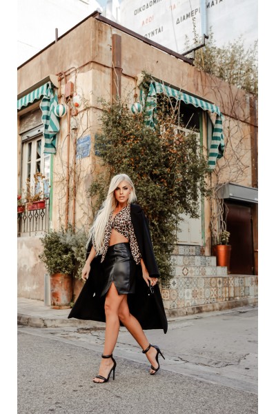 FW // ΠΑΛΤΟ ΤΣΟΧΑ ΜΑΥΡΟ ΜΕ ΖΩΝΗ // OVERCOAT WITH BELT