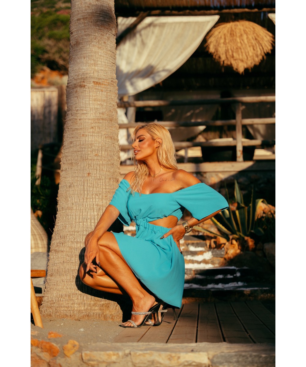 SS // ΦΟΡΕΜΑ ΤΥΡΚΟΥΑΖ OFF SHOULDER SIDE CUT OUT 