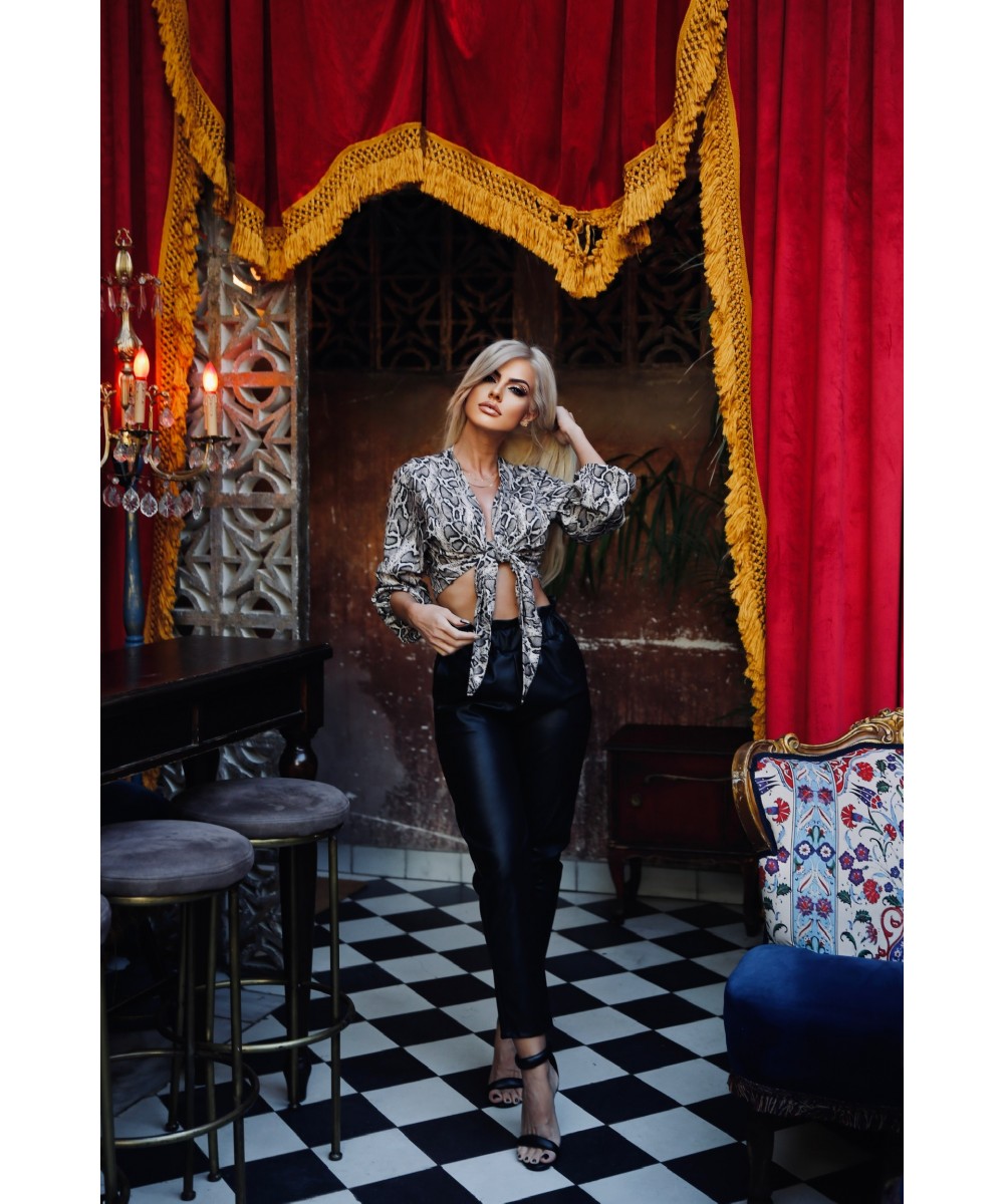 FW // ΠΑΝΤΕΛΟΝΙ ΔΕΡΜΑΤΙΝΗΣ ΜΕ ΖΩΝΗ // LEATHER LOOK PANTS WITH BELT