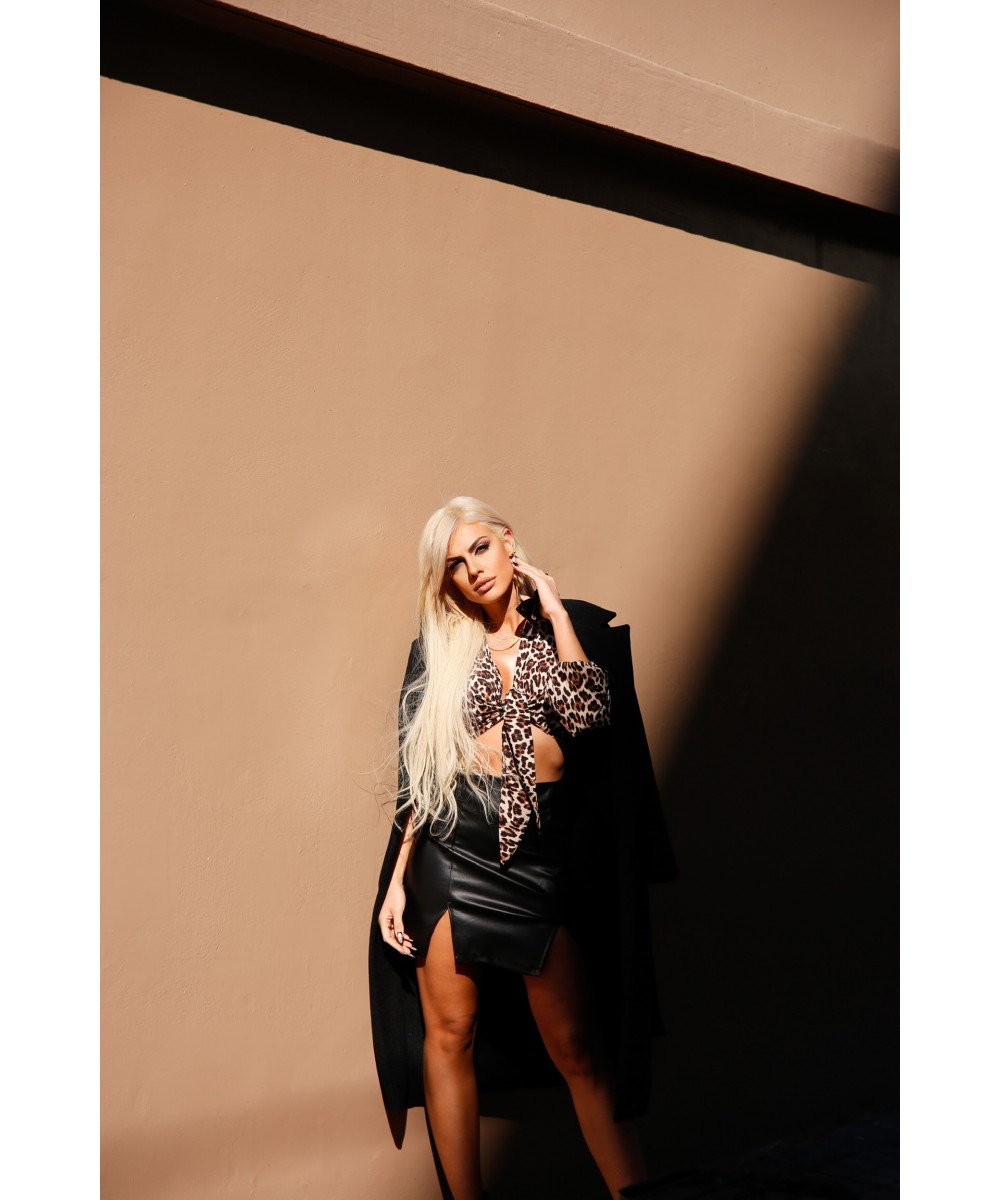 FW // ΦΟΥΣΤΑ ΔΕΡΜΑΤΙΝΗΣ ΜΙΝΙ  ΜΕ ΑΝΟΙΓΜΑΤΑ // MINI LEATHER LOOK SKIRT