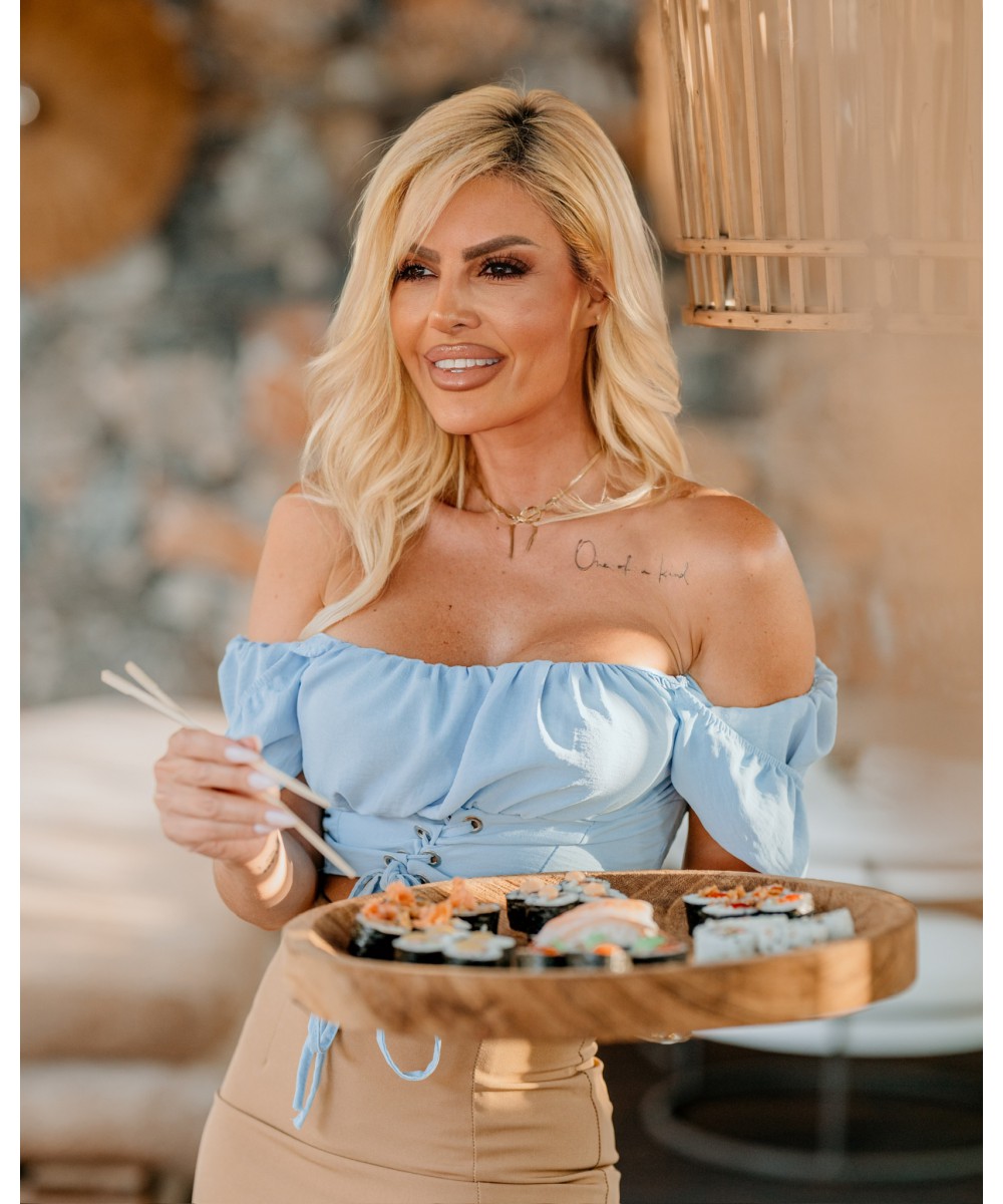 SS // ΤΟΠ ΓΑΛΑΖΙΟ OFF SHOULDER με εφε ΚΟΡΣΕ