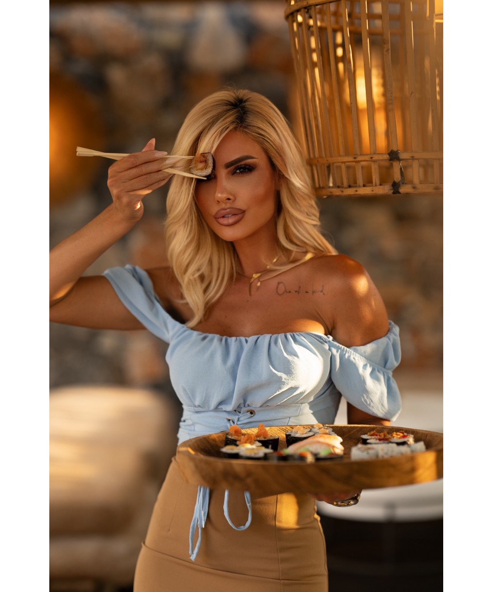 SS // ΤΟΠ ΓΑΛΑΖΙΟ OFF SHOULDER με εφε ΚΟΡΣΕ