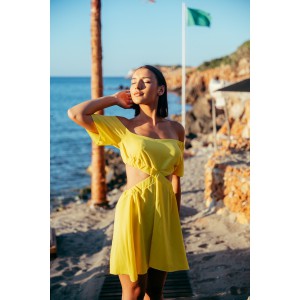 SS // ΦΟΡΕΜΑ ΚΙΤΡΙΝΟ OFF SHOULDER SIDE CUT OUT 