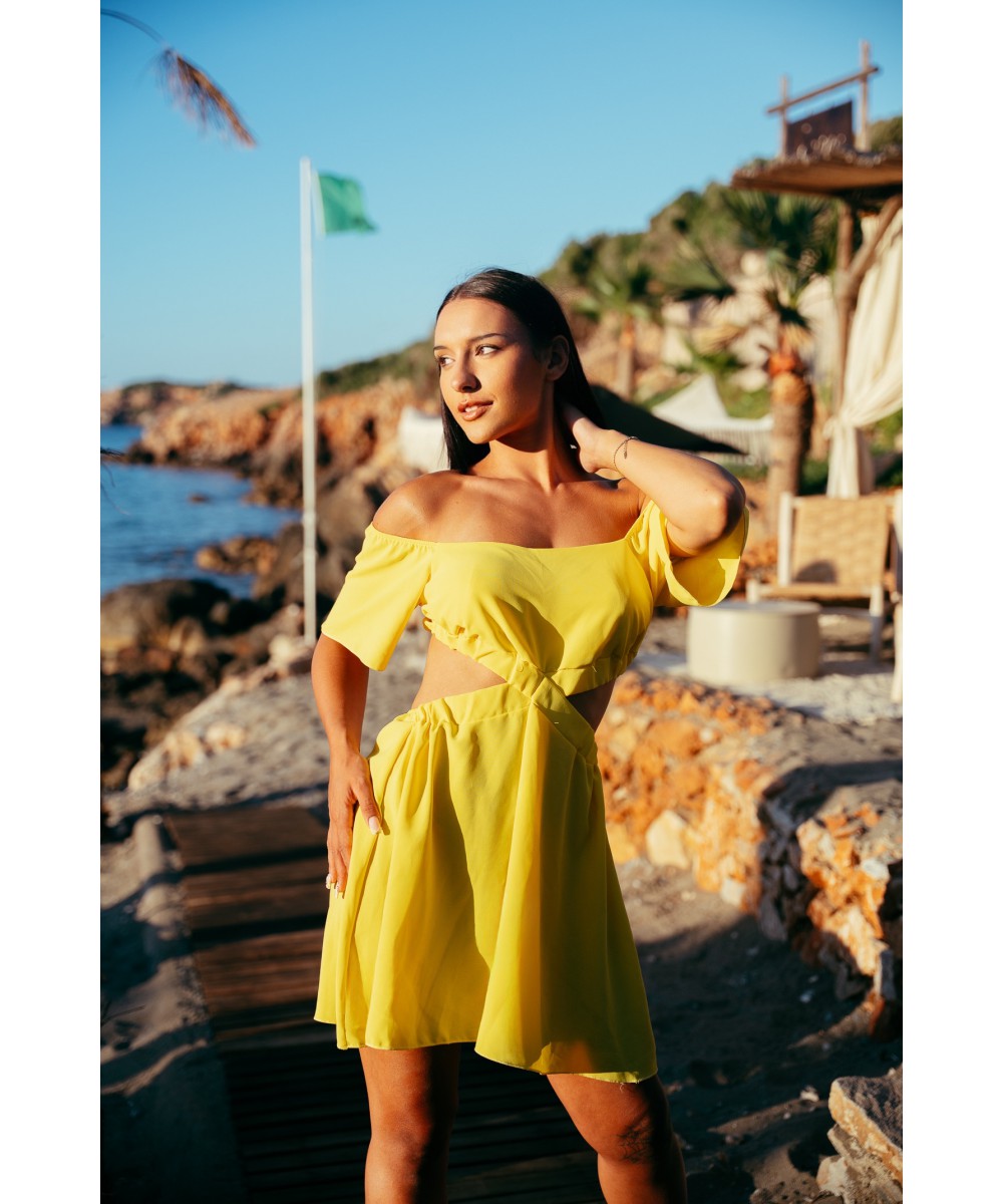 SS // ΦΟΡΕΜΑ ΚΙΤΡΙΝΟ OFF SHOULDER SIDE CUT OUT 
