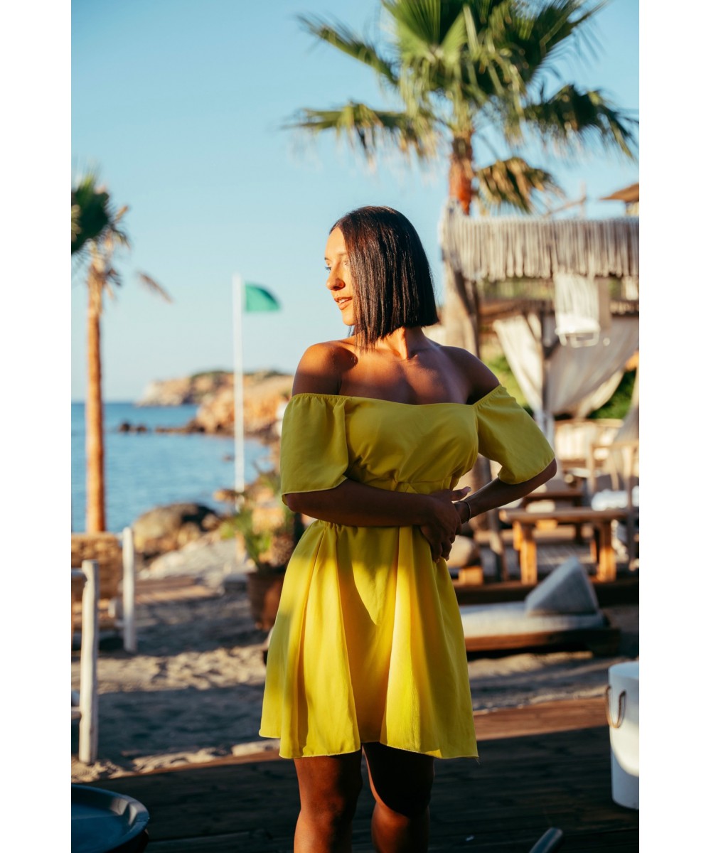 SS // ΦΟΡΕΜΑ ΚΙΤΡΙΝΟ OFF SHOULDER SIDE CUT OUT 