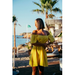 SS // ΦΟΡΕΜΑ ΚΙΤΡΙΝΟ OFF SHOULDER SIDE CUT OUT 