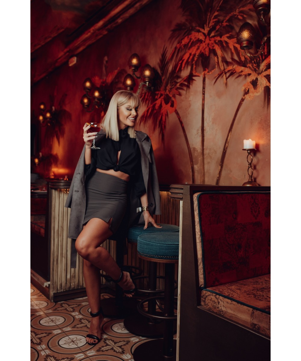 FW // ΜΙΝΙ ΦΟΥΣΤΑ ΨΗΛΟΜΕΣΗ // MINI SKIRT // ΓΚΡΙ