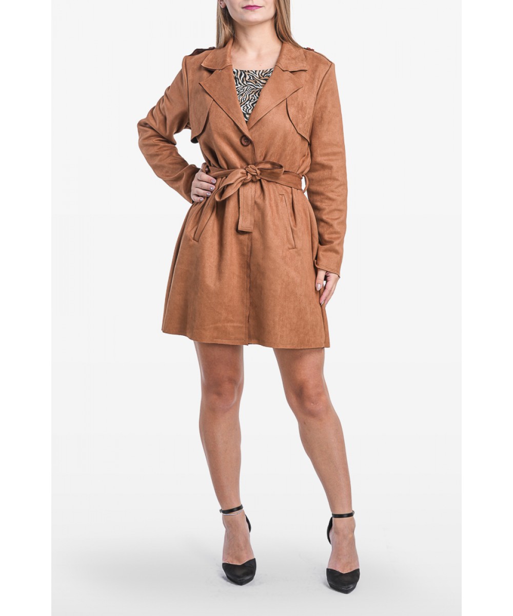 FW // ΠΑΝΩΦΟΡΙ ΣΟΥΕΝΤ ΓΚΡΙ ΜΕ ΖΩΝΗ // SUEDE GREY OVERCOAT WITH BELT