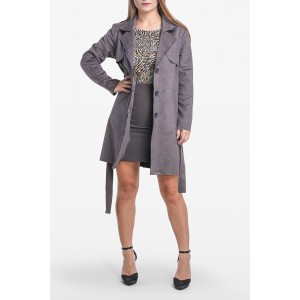 FW // ΠΑΝΩΦΟΡΙ ΣΟΥΕΝΤ ΓΚΡΙ ΜΕ ΖΩΝΗ // SUEDE GREY OVERCOAT WITH BELT