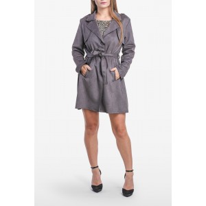 FW // ΠΑΝΩΦΟΡΙ ΣΟΥΕΝΤ ΓΚΡΙ ΜΕ ΖΩΝΗ // SUEDE GREY OVERCOAT WITH BELT