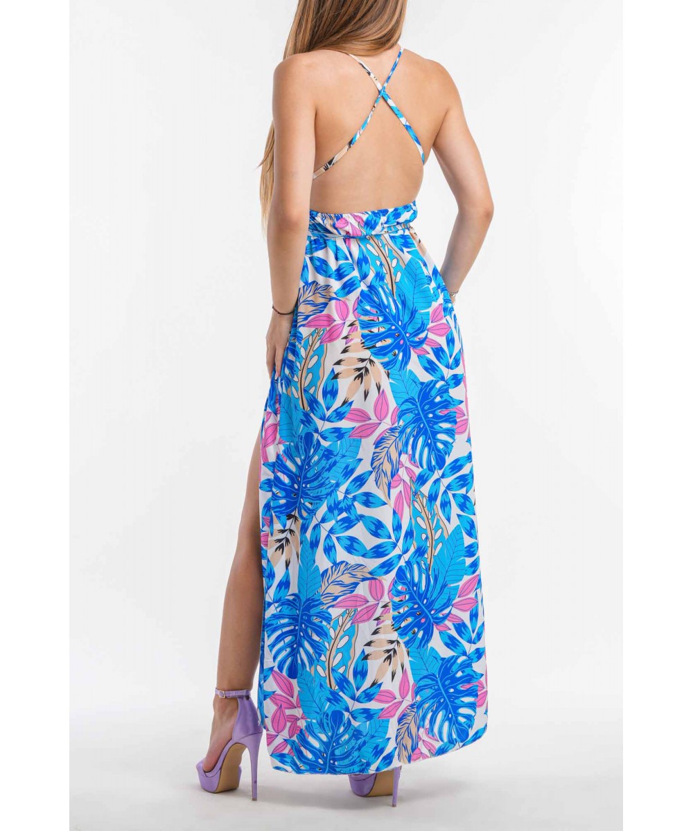SS //ΦΟΡΕΜΑ ΜΑΞΙ FLORAL με ΑΝΟΙΓΜΑ ΣΤΟ ΠΟΔΙ 