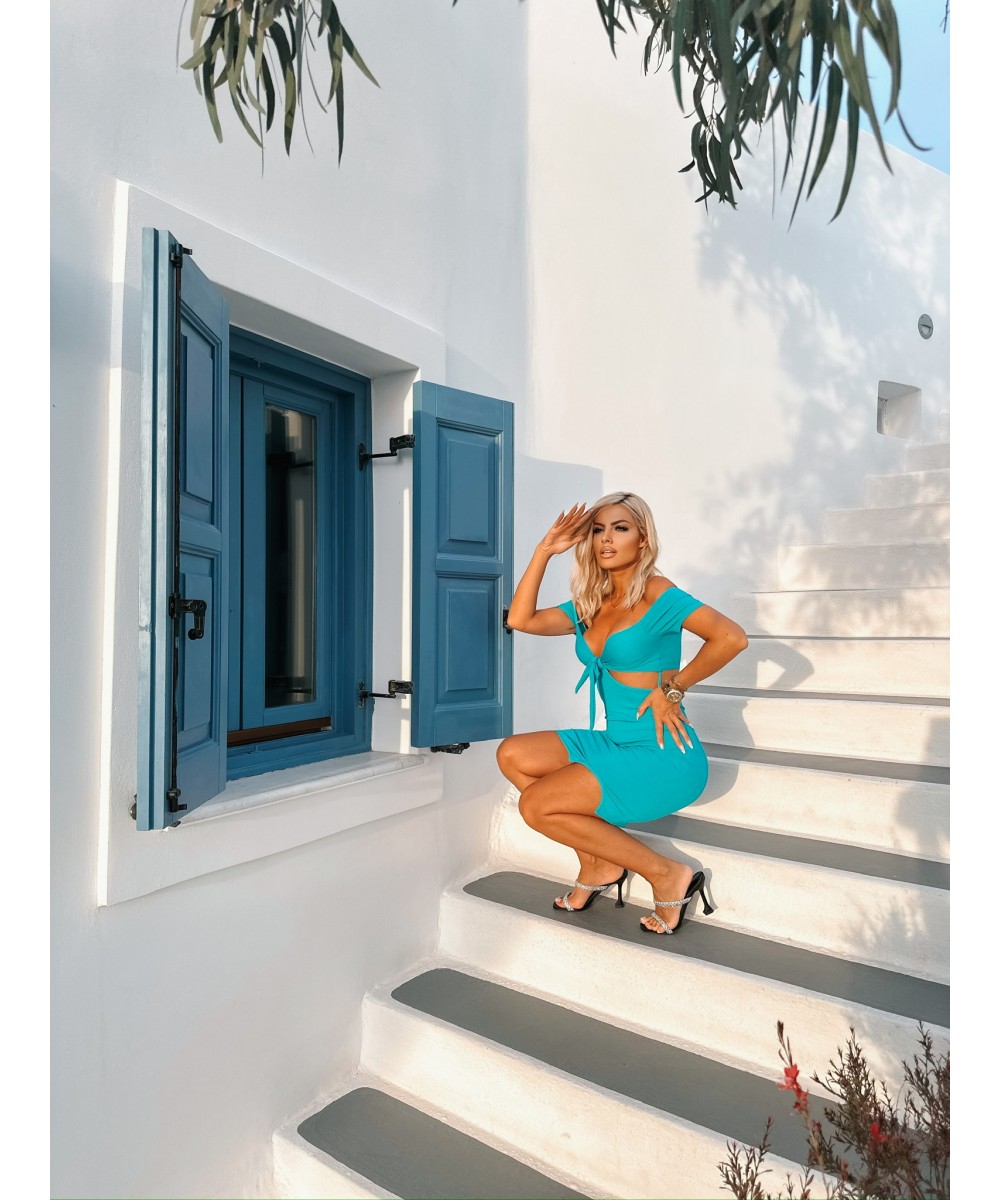 SS // ΦΟΡΕΜΑ ΤΥΡΚΟΥΑΖ OFF SHOULDER CUT OUT SIDE S/S 