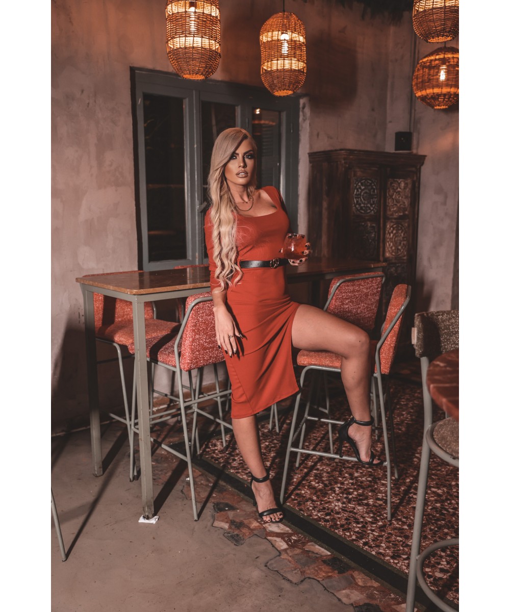 FW // ΜΙΝΤΙ ΦΟΡΕΜΑ ΜΕ ΖΩΝΗ ΚΑΙ ΣΚΙΣΙΜΟ ΣΤΟ ΠΟΔΙ // MIDI DRESS 